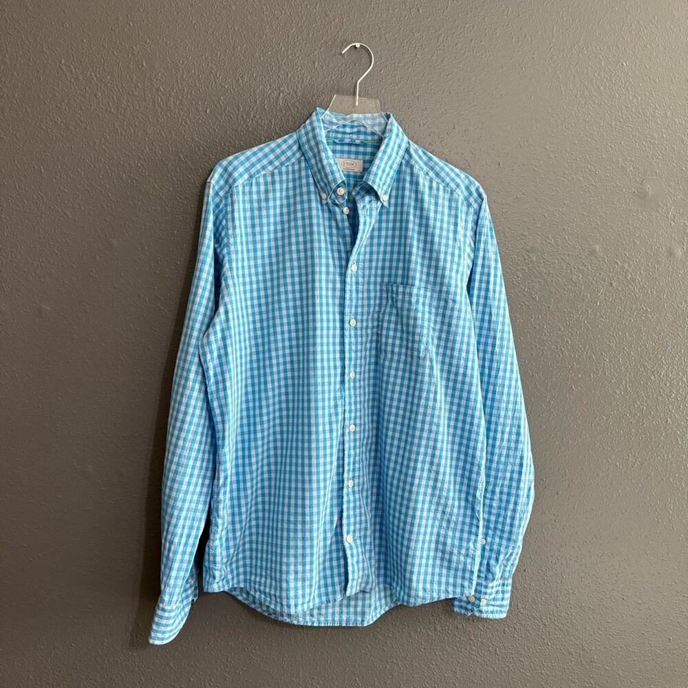 Eaton Contemporary Gingham Button Down Shirt Size L